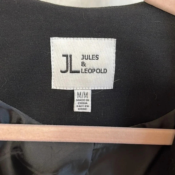 JULES & LEOPOLD Open Blazer Faux Leather Detail Lined, Size M - Picture 3 of 8